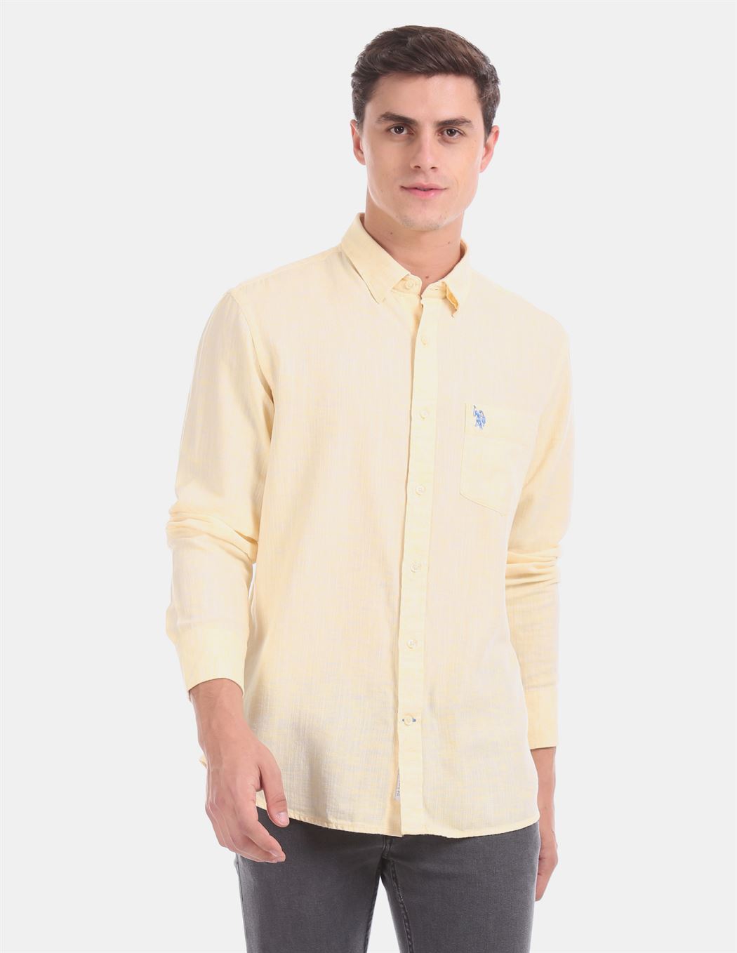 U.S.Polo Assn. Men Casual Wear Yellow Shirt